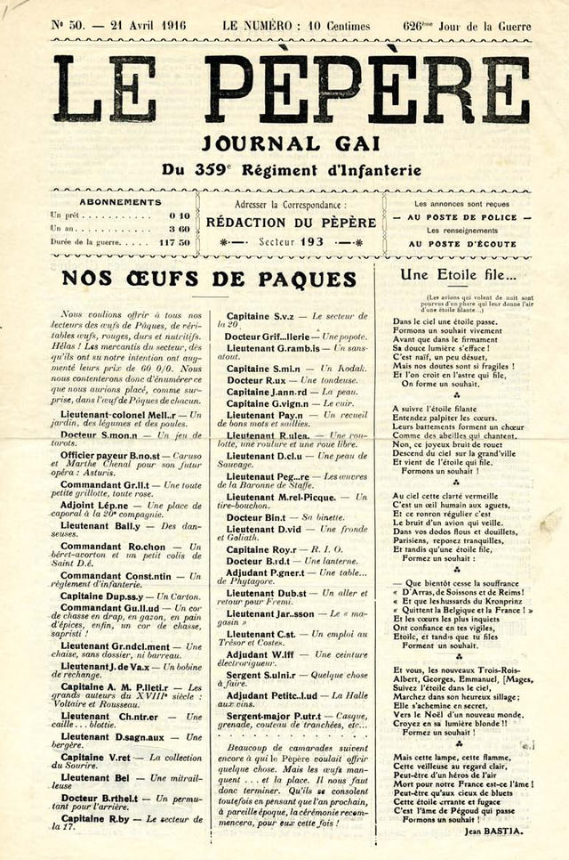 Le Pépère — Journal Gai du 359ème Régiment d’Infanterie, 21 April 1916