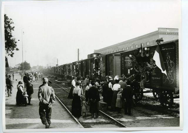 A busy scene at a train station