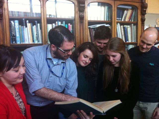 Students undertaking research with Tunbridge Wells Museum staff 