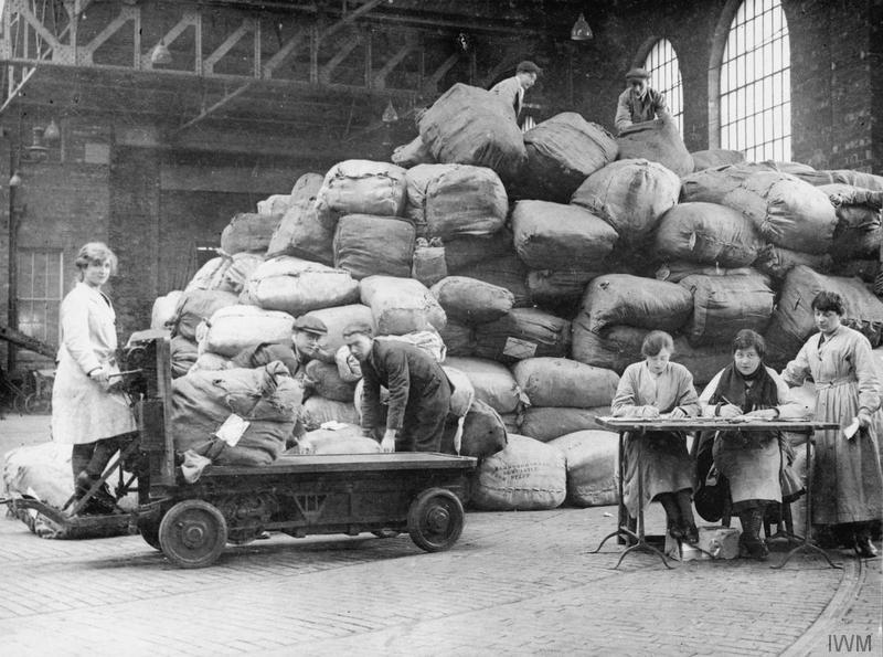 Receiving clothing from contractors in the Royal Army Clothing Department, Swinegate Depot, Leeds.