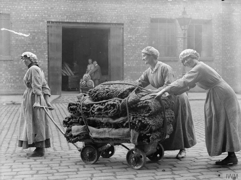 Workers at the factory of Charles Macintosh and Sons Ltd in Manchester, 1918