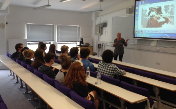 Students from the Simon Langton Schools with artist and curator Patricia Wilson Smith