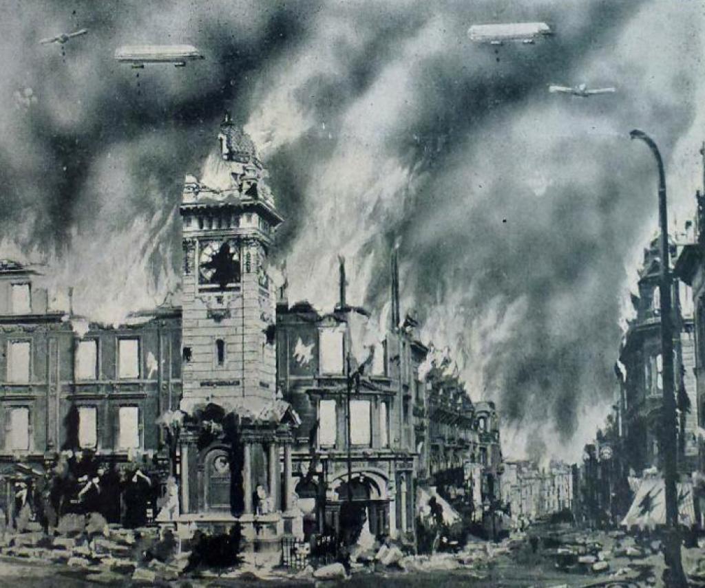 ‘Brighton Clock Tower destroyed by Zeppelin’, Pavilion Collection, The Keep