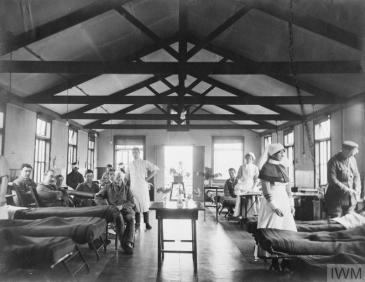 A ward in the No. 83 Dublin Hospital at Boulogne