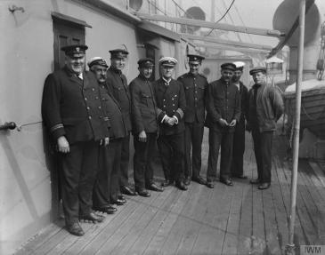 Group of officers and sailors of the Merchant Service.