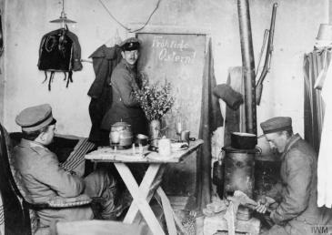 German troops celebrating Easter in their dugout in the Champagne, 8 April 1917.