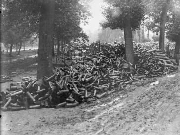 Battle of Albert. A dump of 18 pounder shell cases used in the bomdardment of Fricourt. © IWM (Q 113)